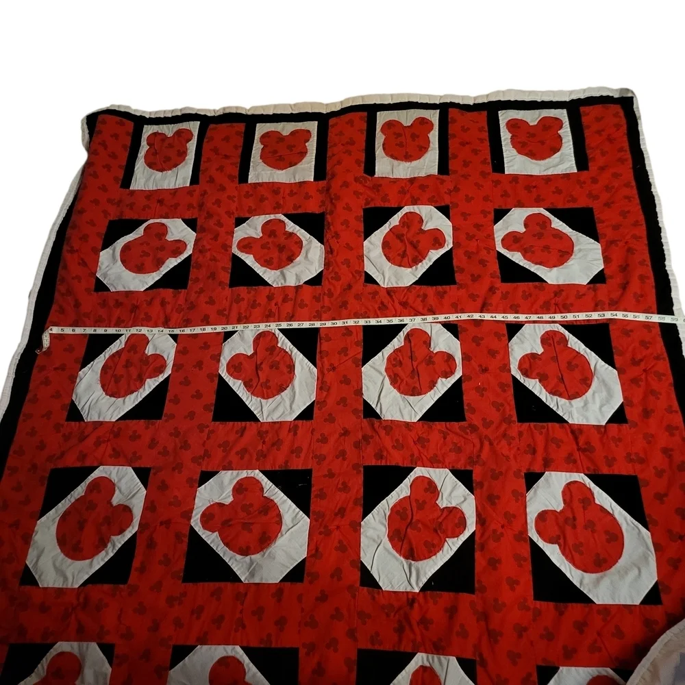 Vintage-Style Mickey Mouse Handmade Appliqué Quilt